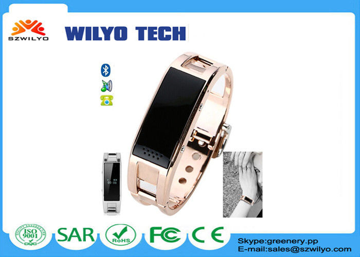 Anti-verloren van de het Polshorlogegezondheid van Metaalbluetooth van de de Armband Gouden Muziek de Vertonings Inkomende Vraag WD8